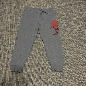 EMPYRE Gray Sweatpants Rose and Swallows Size XL Men